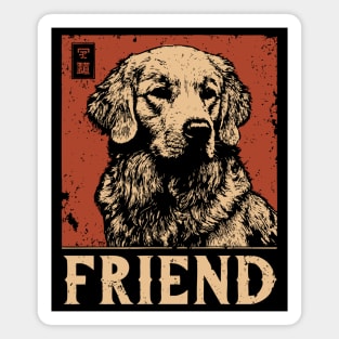 Golden Retriever Companion - Vintage Screenprint Dog Art Magnet